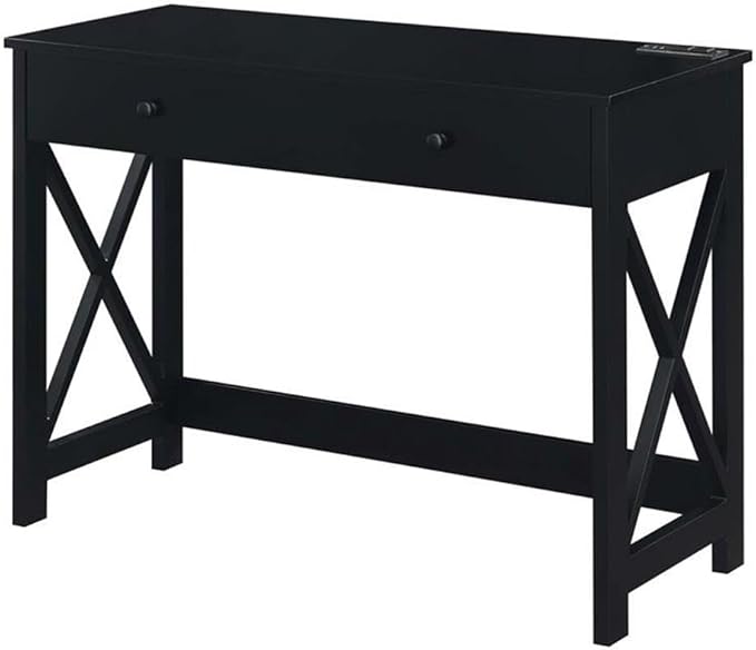 Convenience Concepts Oxford Desk with Charging Station 42 Black