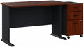 Bush Business Furniture Series A 48W Desk with Mobile File Cabinet in Hansen Cherry and Galaxy
