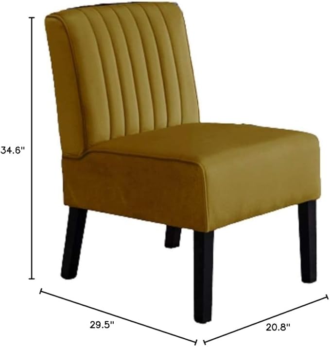 Reese Mid Century Modern Accent Chairs Set of 2 with Minimalist Design Elegant Velvet Upholstery and Solid Wood Legs Ideal for Living Room or Bedroom Yellow