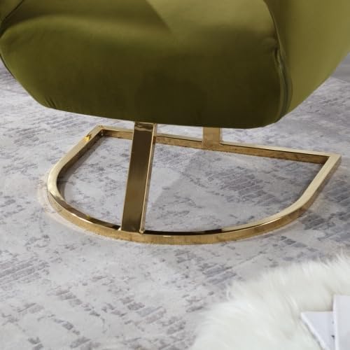 Upholstered Tufted Chair Recliner Chair for Adults with Metal Stand Textured Linen Fabric Sofa for Kids Bedroom Living Room (Green)