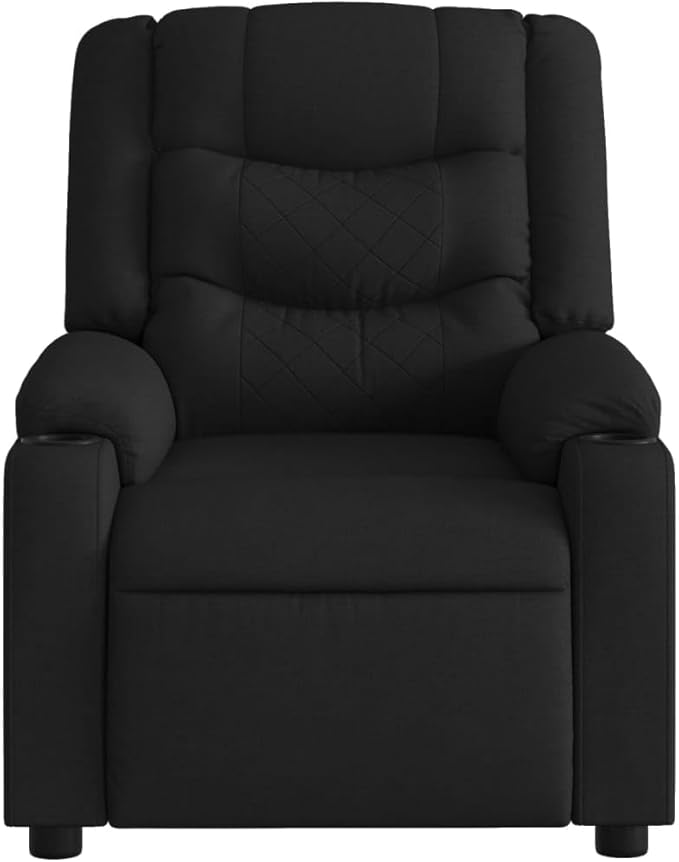 vidaXL Black Fabric Massage Recliner Chair-Manual Recline-6-Point Vibration-Home Office/Study &amp Living Room Seating
