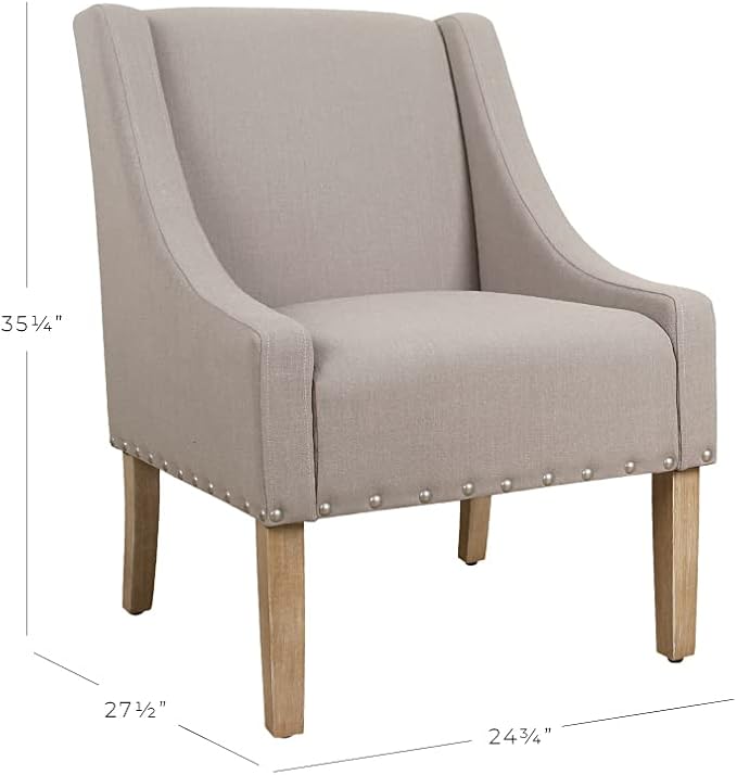 Homepop Home Decor | Upholstered Classic Swoop Arm Accent Chair | Accent Chairs for Living Room &amp Bedroom | Decorative Home Furniture Sand Dune