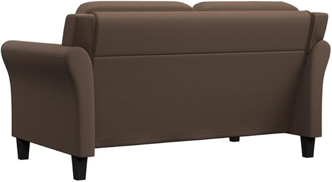 BOWERY HILL Transitional Set of 2 Solid Hardwood Frame Brown Microfiber Upholstered Stationary Sofa &amp Loveseat with Tufted Back Cushions