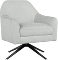 Pemberly Row Modern Swivel Chair Light Gray Fabric Upholstery Channel Tufted 360 Degree Swivel Base High Density Foam Cushion Solid Wood Frame Accent Chair for Living Room or Home Office Use