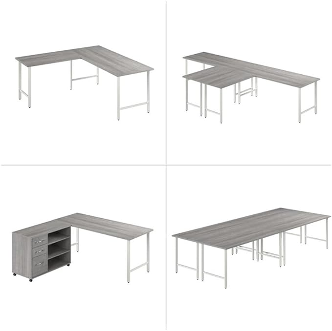 Bush Business Furniture HYD148WH Hybrid 48-Inch Computer Table Desk with Metal Legs White