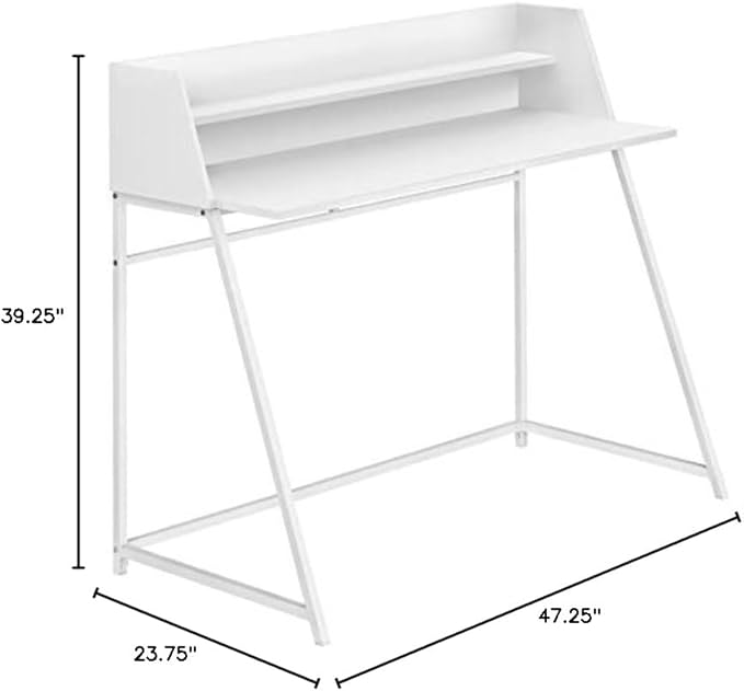 Monarch Specialties I 7545 Computer Desk Home Office Laptop Storage Shelves 48 L Work Metal Laminate White Contemporary Modern
