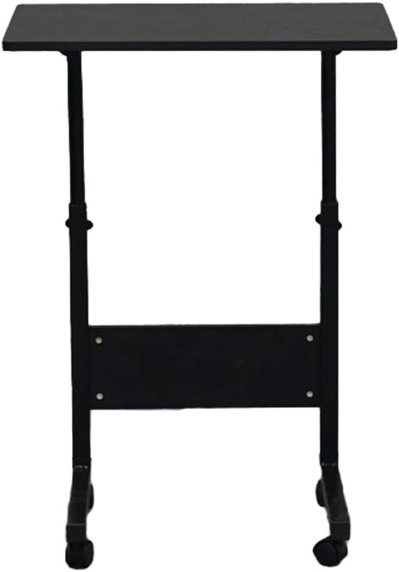 Side Mobile TableComputer Desk with Wheels Height Adjustable Rolling Potable Laptop Cart C-Shaped Bed Couch End Tables for Living Room Bedroom (Black S with Baffle)