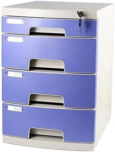 Wooden Desktop File Cabinet with Lock 3/4 Tier Desktop Storage Box for Documents and Data
