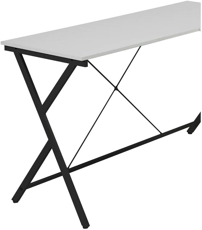 Acme Demas Wooden Top Computer Desk with Computer Holder in White and Black