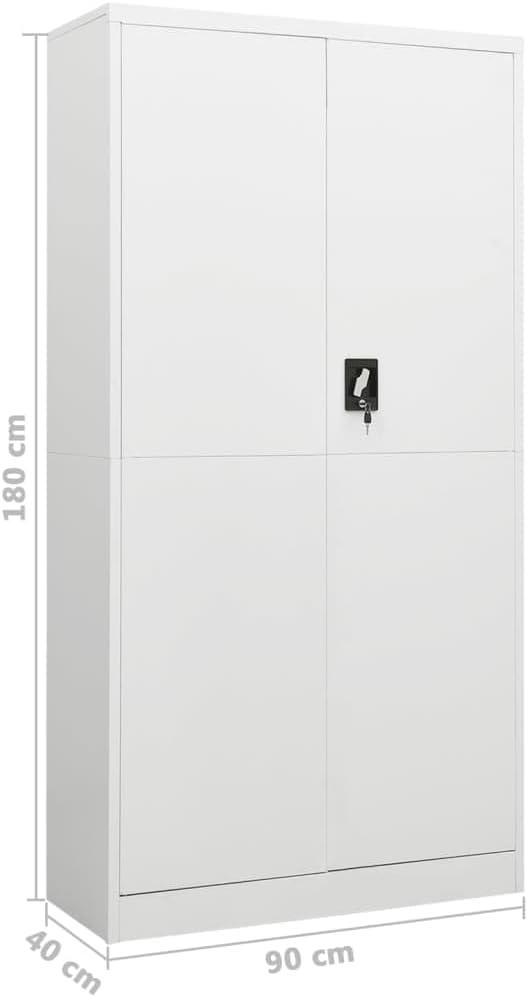 Metal Locker Cabinet Garage Storage Cabinet with 2 Doors and 4 Adjustable Shelves 70.9 White Steel Lockable File CabinetLocking Tool Cabinets for GarageHome (Style G) -AA