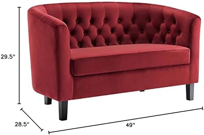 Modway Prospect Performance Velvet Loveseat Maroon 28.5 x 49 x 29.5