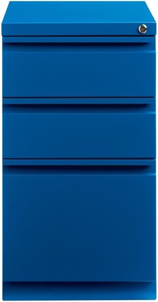 20 3-Drawer Modern Metal Mobile Pedestal Filing Cabinet in Blue
