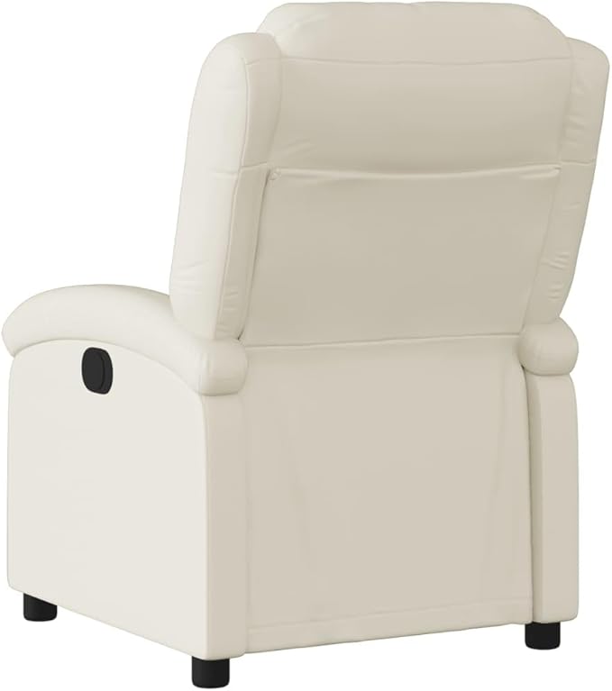 Cream Faux Leather Recliner Chair Manual Reclining Armchair for Living Room Padded Reading Lounge Chair 242.5 lb Capacity 34.1 x 28.0 x 39.2 in