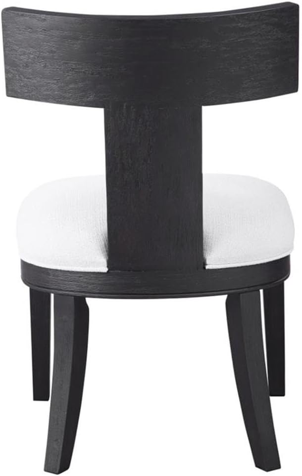 BOWERY HILL Modern Accent Chair 18 in Seat Height Birch Wood Frame Charcoal Black Finish White Performance Fabric Cushion Klismos Style Armless Design for Living Room or Bedroom Use