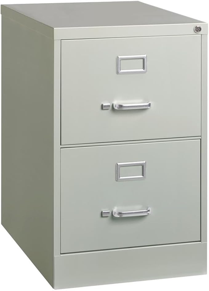 Pemberly Row 2 Drawers 28.38 Vertical Light Gray Metal Filing Cabinet Lockable Pre-Assembled Stationary Legal Size for Home Office