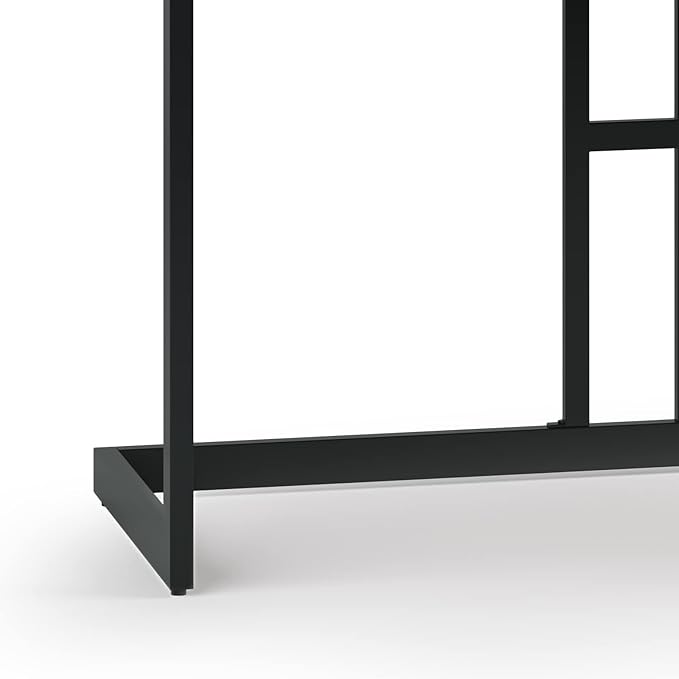 SIMPLIHOME Erina Desk - 48 Inch Wide Solid Acacia Wood and Metal Writing Desk in Distressed Charcoal Brown Modern Industrial Home Office Computer Table with 2 Drawers and Flip-Down Keyboard Tray