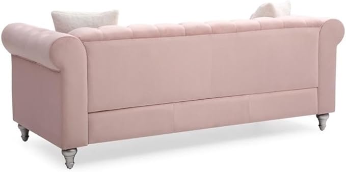 Glory Furniture Raisa Velvet Sofa in Pink