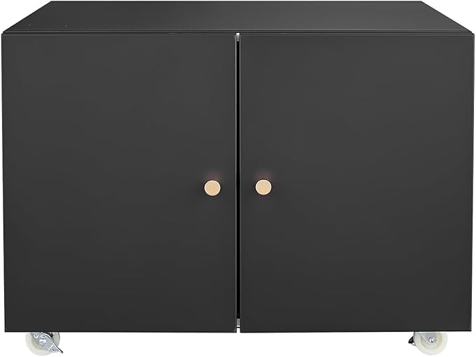 2-Door Lateral File Cabinet Mobile Filing Under Desk Storage Organizer with Wheels Printer Stand &amp Shelves for Small Spaces Home Office Organization Black