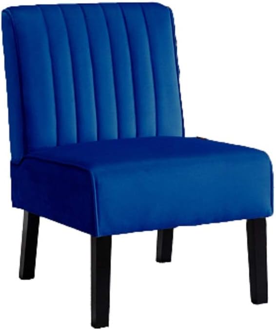 Reese Mid Century Modern Accent Chairs Set of 2 with Minimalist Design Elegant Velvet Upholstery and Solid Wood Legs Ideal for Living Room or Bedroom Dark Blue