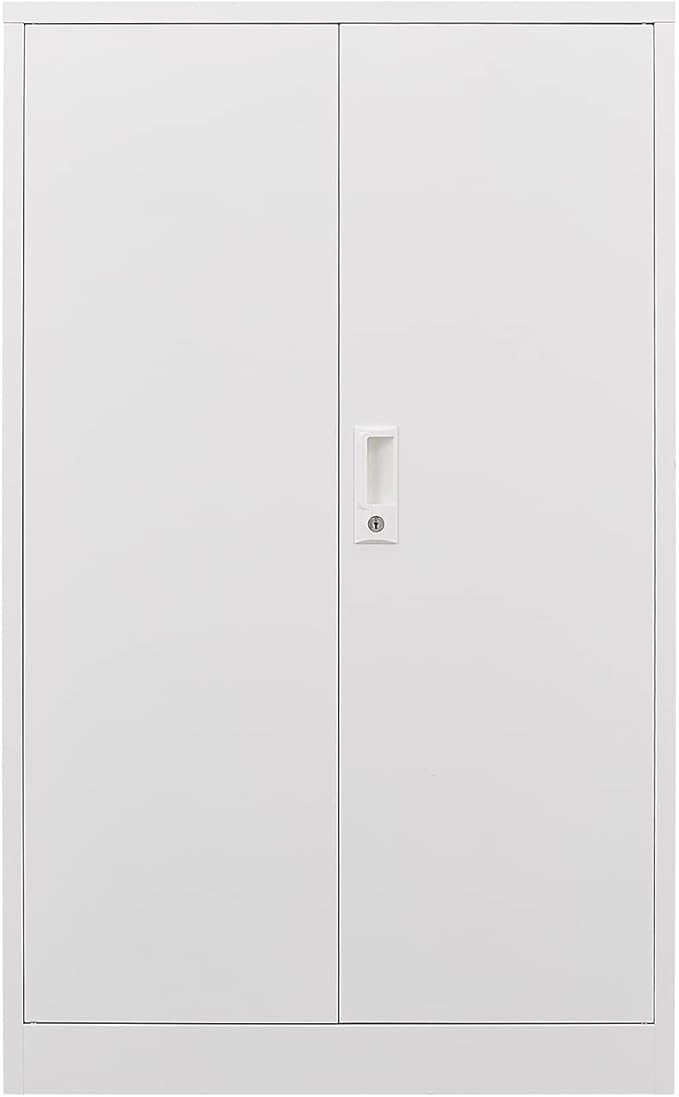 Metal Filing Cabinet Mobile Metal Storage Cabinet with Adjustable Shelf with WheelsLockable Steel Storage Cabinet with Doors Metal Filing Cabinet for Home Office (White)