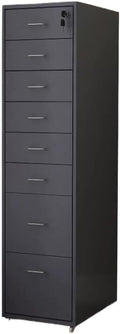 Locking File Cabinet Eight Drawer Cabinet Office Locking Storage Cabinet Iron Data Cabinet File Cabinet (Color : Grey)