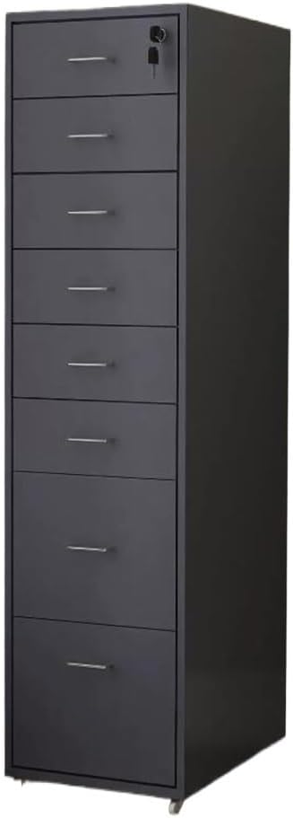 Locking File Cabinet Eight Drawer Cabinet Office Locking Storage Cabinet Iron Data Cabinet File Cabinet (Color : Grey)