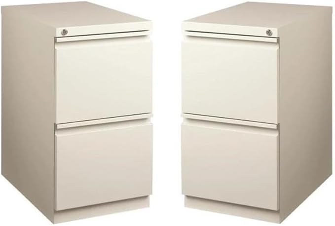 Home Square Mobile Pedestal 2-Drawer Filing Cabinet Set in Light Gray (Set of 2)