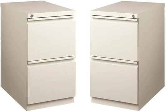 Home Square Mobile Pedestal 2-Drawer Filing Cabinet Set in Light Gray (Set of 2)