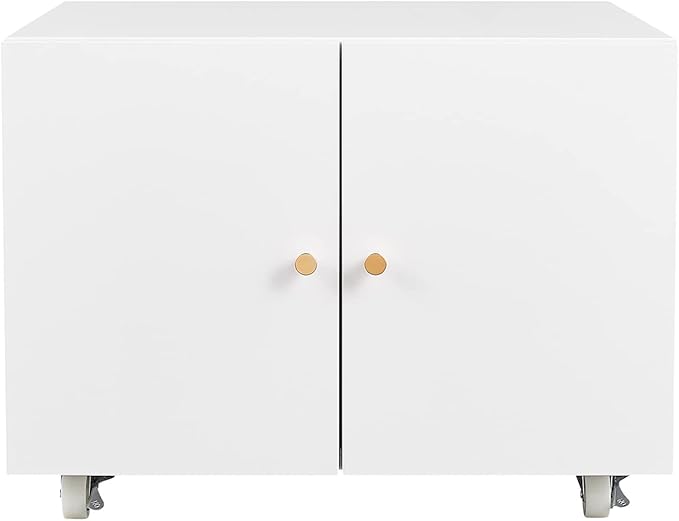 Print Mobile Printer Stand Rolling Filing Cabinet Lateral Office Filing Cabinet fits A4 or Letter Size for Home Office (White H17.72)