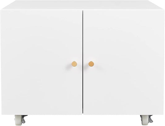 Print Mobile Printer Stand Rolling Filing Cabinet Lateral Office Filing Cabinet fits A4 or Letter Size for Home Office (White H17.72)