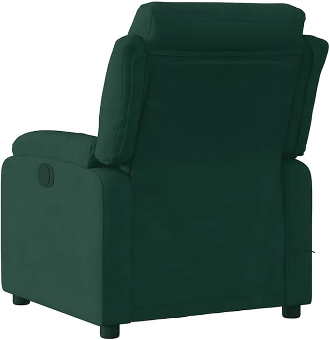 vidaXL Dark Green Velvet Massage Recliner Chair with Adjustable Armrests and Reclining Mechanism for Living Room Comfort