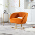 Upholstered Tufted Chair Recliner Chair for Adults with Metal Stand Textured Linen Fabric Sofa for Kids Bedroom Living Room (Orange)