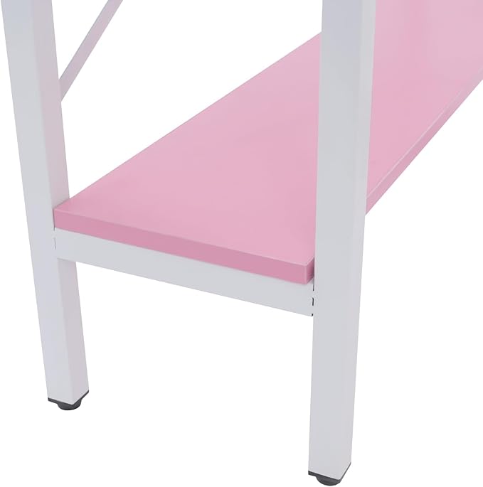 Corner Small Desk for Small Space 29.5”*29.5”*60” Corner Computer Desk with USB Ports Triangle Gaming Desk with with RGB LED Lighting for Home Office Living Room Bedroom (Pink)