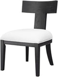 BOWERY HILL Modern Accent Chair 18 in Seat Height Birch Wood Frame Charcoal Black Finish White Performance Fabric Cushion Klismos Style Armless Design for Living Room or Bedroom Use