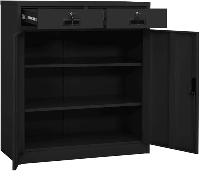 Office CabinetStorage Cabinet Steel Office Storage File Cabinet Storage Cabinet for Home Office Garage for Bedroom Living Room Anthracite 35.4x15.7x40.2 Steel