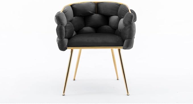 Luxury Modern Simple Leisure Velvet Single Sofa Chair Bedroom Lazy Person Household Dresser Stool Manicure Table Back Chair (Black + Velvet)