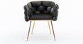 Luxury Modern Simple Leisure Velvet Single Sofa Chair Bedroom Lazy Person Household Dresser Stool Manicure Table Back Chair (Black + Velvet)
