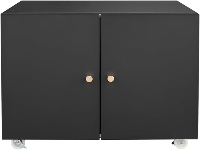 Office Furniture Copier Cabinet with Storage 2 Door Steel Mobile File Cabinet Printer Stand with Adjustable Shelf for Home Office (Black 23.62 D x 23.62 W x 17.72 H)