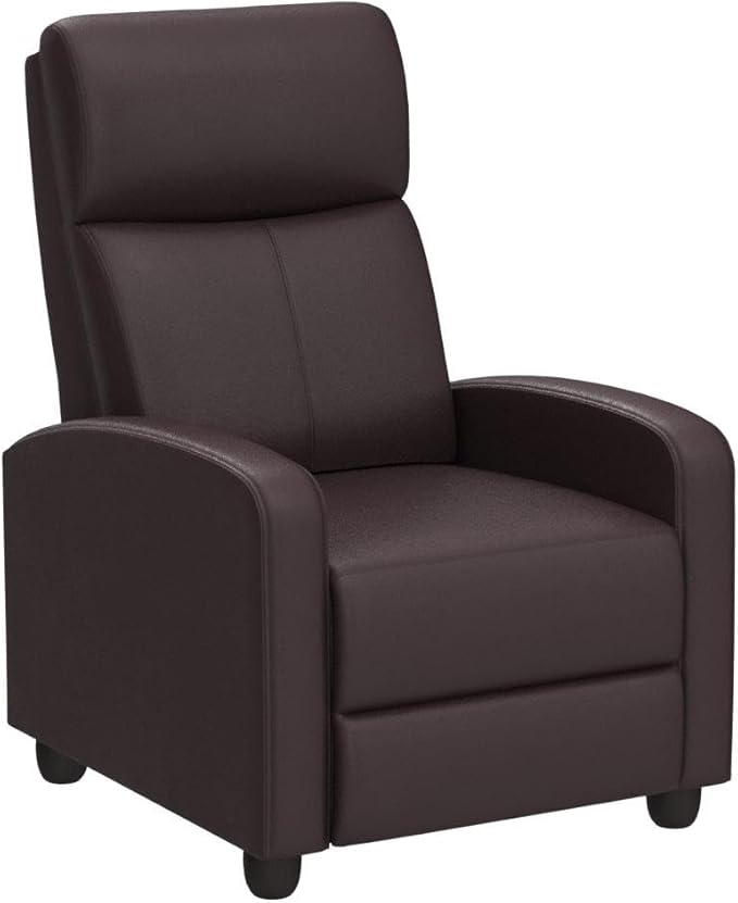 Yaheetech Padded Seat Recliner Chair Set of 2 Single Sofa Recliner Home Theater Seating PU Leather Upholstered Reclining Chair Brown