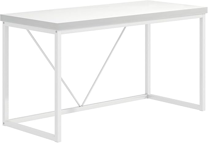 EXCEFUR White Computer Desk Modern Home Office Desk Small Wood Study Writing Table Workstation for Bedroom Living Room 47 inch
