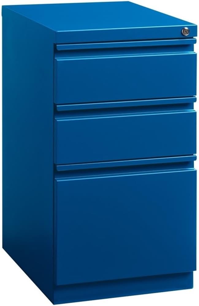 20 3-Drawer Modern Metal Mobile Pedestal Filing Cabinet in Blue