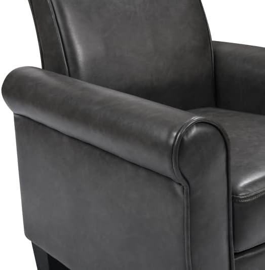 Accent Chairs Comfy Sofa Chair Armchair for Reading Living Room Bedroom OfficeWaiting Room PU Leather Dark Grey