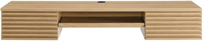 Modway Render Wall Mount Particleboard and Wood Office Desk in Oak