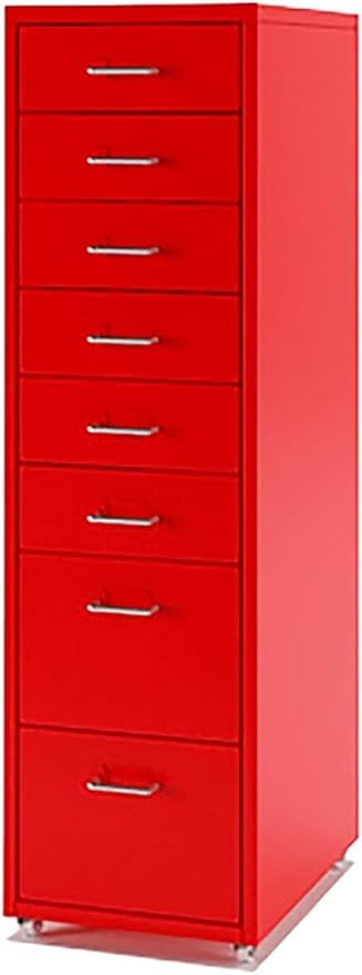 ELEFOCUS File Cabinet 5/6/8Drawer - Filing Kitchen Furniture Storage Cabinets Office Vertical Unit Metal Mobile Display (Size:8Color:Red)