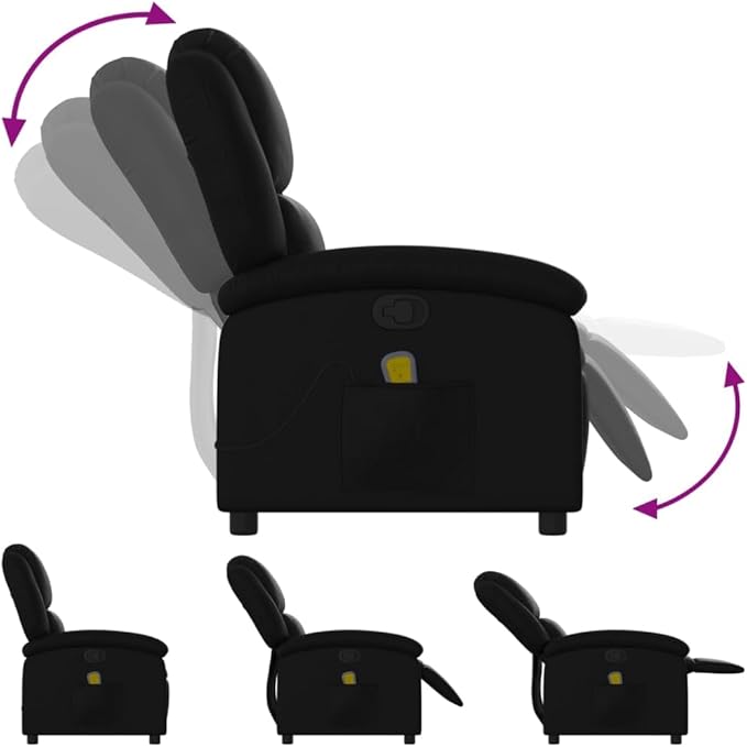 Faux Leather Massage Recliner Chair Manual Recliner Chair with Massage Single Sofa Home Theater Seating Comfy Living Room Single Sofa Chair Black Faux Leather-28