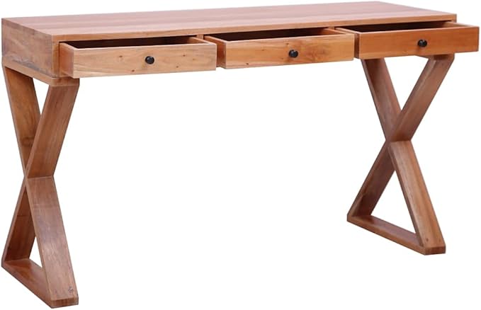 Wooden Writing Computer Desk with 3 Drawers Home Office Desk Writing Study Table PC Desk Workstation for Bedroom 45.3x18.5x30.3 Solid Mahogany Wood