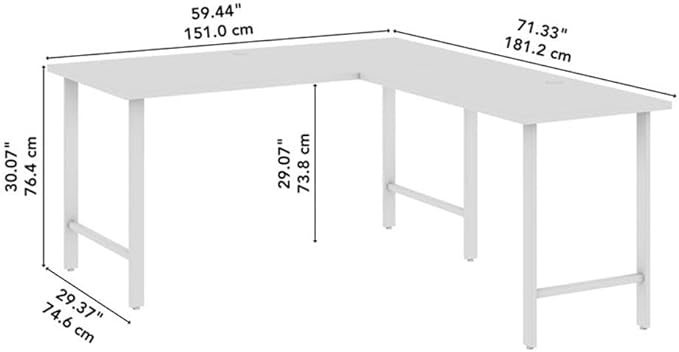 Bush Business Furniture Hustle 60W x 30D L Shaped Computer Desk with Metal Legs in Natural Elm Modular Corner Table for Home and Professional Office