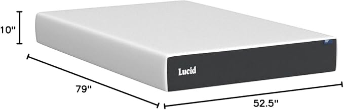 Lucid 10 Inch Memory Foam Mattress - Medium Feel - Infused with Refreshing Bamboo Charcoal and Cooling Gel - Bed in a Box - Temperature Regulating - Pressure Relief - Breathable - Full XL Size