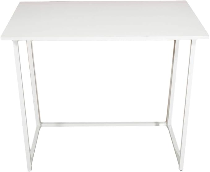 Simple Collapsible Computer DeskFolding Computer Desk for Small SpacesSpace-Saving Home Office Desk Laptop Table Writing Desk Compact Study Reading TableWhite