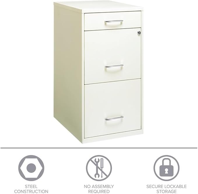 Scranton &amp Co Set of 2 18 D 3-Drawer Metal Filing Cabinet with Pencil Drawer